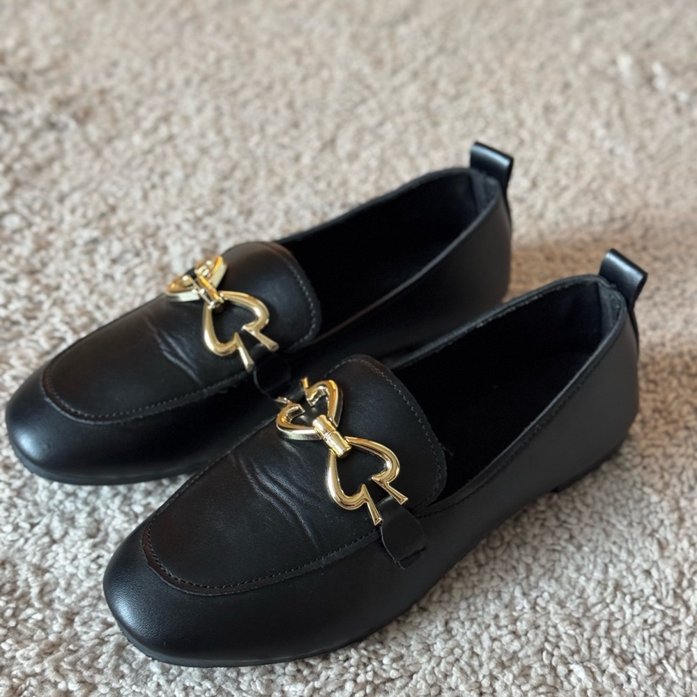 Black Loafers with Gold Accent